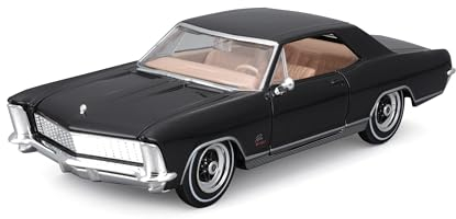 Maisto Buick Riviera (1965): Modellauto im Maßstab 1:24, Motorhaube und Türen beweglich, schwarz (531214BK)