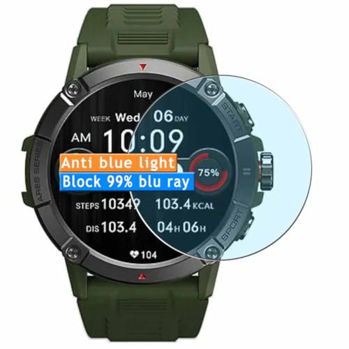 Vaxson 3 Stück Anti Blaulicht Schutzfolie, kompatibel mit ZEBLAZE ARES 3 smartwatch smart watch, Display Bluelight folie folien Displayschutzfolie （ nicht Panzer Schutz Glas folie SchutzGlas ）