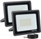 treoir Projecteur LED Exterieur,100W 10000LM Spot LED Extérieur,6000K Projecteur Exterieur Led,IP66 Etanche Eclairage de Sécurité pour Jardin,Garage,Cour,Parking (Blanc froid-2pcs,100W)