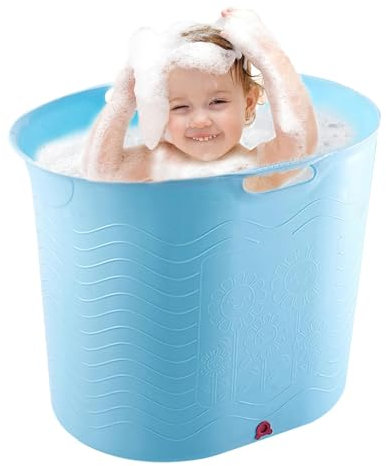 Bañera para niños pequeños: bañera de bebé cómoda engrosada resistente a altas temperaturas, cubo de baño portátil seguro, accesorios de viaje para niños pequeños