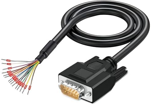 Willwewon 2 Meters VGA männliches RS232 15Pin serielles Verlängerungskabel, HDB15 3-Reihen 15-Pin vergoldeter Stecker mit Bare Wire End Kabel 24AWG(0.2047mm²)