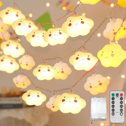 LED Lichterkette, 3M 20 LEDs Warmweiß Lichterketten, Feenhafte Nachtlichter, Kleine Wolken/Sternchen Lichterkette, Lichterkette innen für Zimmer Deko Geburtstag Party Weihnachts, Warmweiß (Wolken)
