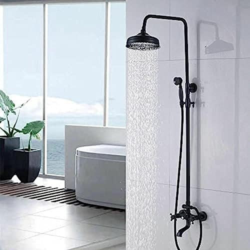 Ensemble de robinets de Douche, Pomme de Douche et douchette en Bronze huilé de 8 Pouces, Baignoire, Robinet mitigeur d'eau Chaude et Froide, Douche