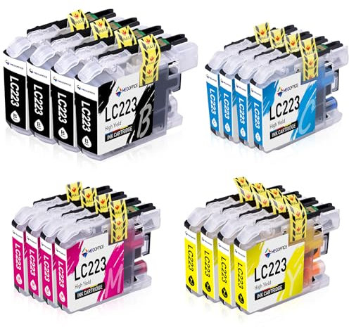 MEGOFFICE LC223 Tinte Multipack Kompatibel für Brother LC 223 Druckerpatrone für DCP J4120DW MFC J4620DW MFC J680DW DCP J5625DW MFC J5320DW MFC J4625DW J4420DW J480DW J5720DW DCP J562DW Tinte(16 Pack)