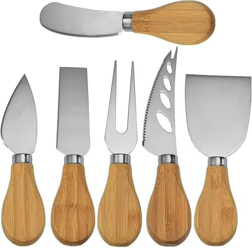 PEPAXON Kleines Buttermesser Edelstahl Streichmesser Tafelmesser Käsemesserset Dessertmesser (Holz-6)