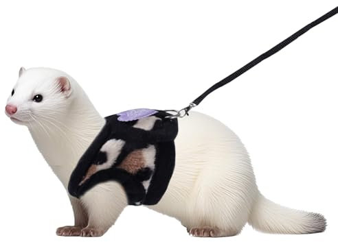 Geschirr und Leinen Set, Leopardenmuster Leine und Geschirr für Frettchen Weich Frettchen Kleidungs Set für Kleine Tiere Kaninchen Frettchen Meerschweinchen Hamster Welpen Kätzchen