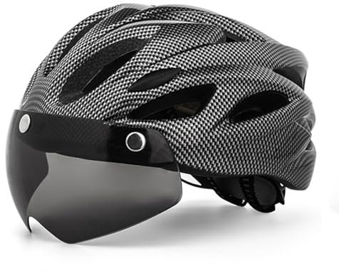 Rarapop Bike Helmet, CPSC/CE Certified Bike Helmet for Adult Men & Women, Adjustable Cycling Helmet with Magnetic Goggles & LED Back Light (Black)