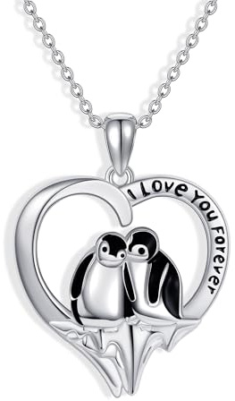 JERWLI Halskette mit Hase/Ziege/Pinguin/Giraffe/Elefant/Meerschweinchen 925er Sterlingsilber Vintage-Kaninchenkette Hasenschmuck Geschenkidee für Frauen