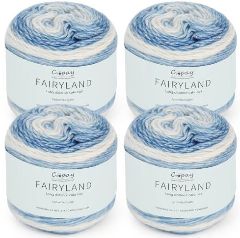 Coopay Farbverlaufsgarn, 400g (4x100g) Wolle zum Häkeln, Mehrfarbiges Gradient Häkelgarn, Schön Farbverlaufswolle Super Weich Häkelgarn, Wolle zum Stricken Elegante Pullover Hüte, Schal - Blau Gelb