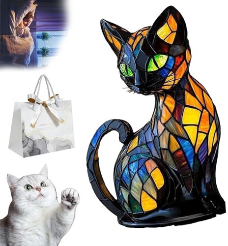 Festberg Leuchtkatze, Festberg Lampe, Leucht Katze Mosaik, Niedliche Katzen Figuren Lampe Mit Warmem Licht Für Vintage Deko, Für Katzen- Und Hundeliebhaber