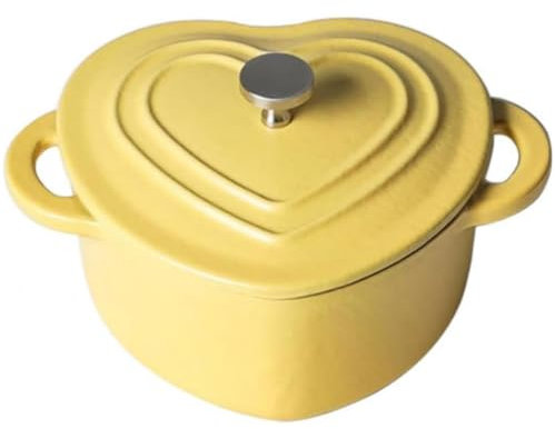Enamel Cast Iron Dutch Oven, 500ML Heart-Shaped Pot with Lid and Dual Handles, Oven Safe to 500°F, Works on All Stovetops