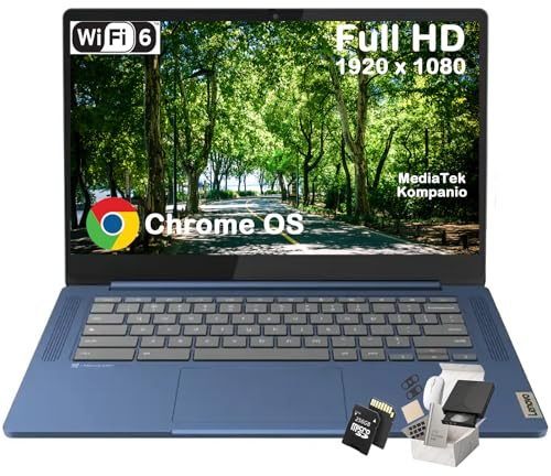 Lenovo IdeaPad Slim 3 Chromebook - 14'' Full HD (1920 x 1080) Display, 8-Core MediaTek Kompanio 520 CPU, Wi-Fi 6, for Business Student, (4GB RAM | 64GB eMMC + 256GB Micro SD Card)