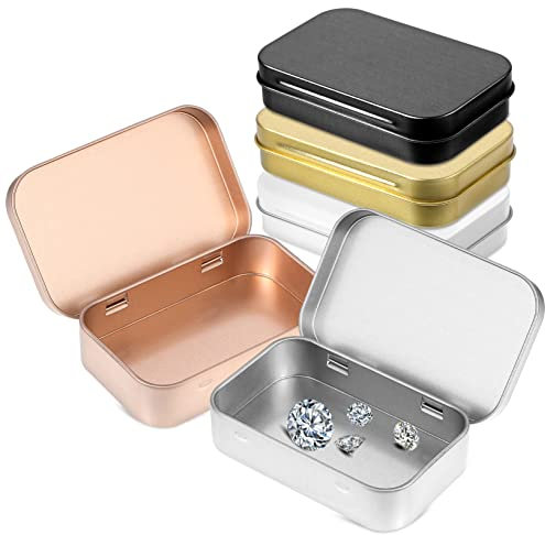 Warmhm 5pcs Small Tin Box Metal Storage Box Hinged Lid for Accessory Storage Portable Mini Iron Case