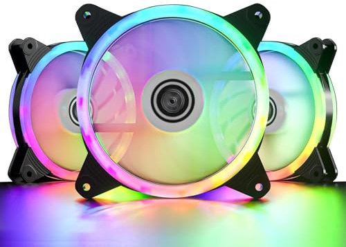 Computergehäuse-Lüfter für PC-Gehäuse, 120-mm-LED-RGB-Lüfter, kompatibel mit ASUS Aura Sync oder MSI Mystic Control für Wasserkühlersysteme oder Radiatoren