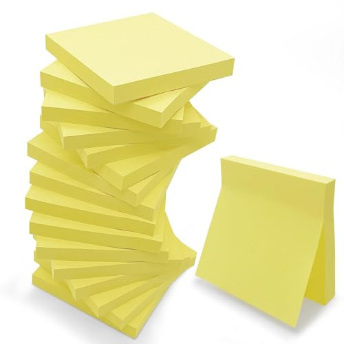 Skythrive 16 Blöcken Haftnotizen Gelbe 76 x 76 mm Selbstklebende Klebezettel für Büro Zuhause Schule Sitzung 100 Blatt pro Blöcken 1.600 Blatt Gesamt