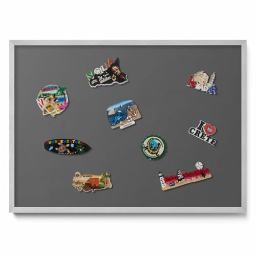 Tulup Magnettafel Pinnwand 70x50 cm Silber Kunststoffrahmen Metallplatte Modern Magnetisch Memoboard Wandtafel Organisationstafel Notizwand für Büro Schule Küche Zuhause