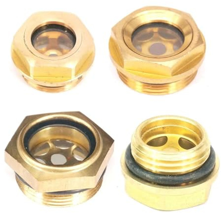 1PC M10x1 Male Brass Oil Level Sight Glass Window Hex Compressor Gearbox