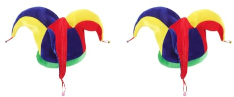 UKCOCO 2 Stück Lustige Narrenkappe Clownhut Mit Glocken Multicolor Karnevalhut Für Fasching Halloween Bühnenauftritte
