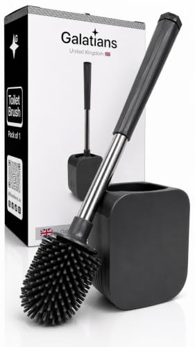 Silicone Toilet Brush and Holder Set, Loo Brush with Hidden Tweezers. | Durable & Hygienic Toilet Cleaning Accessory
