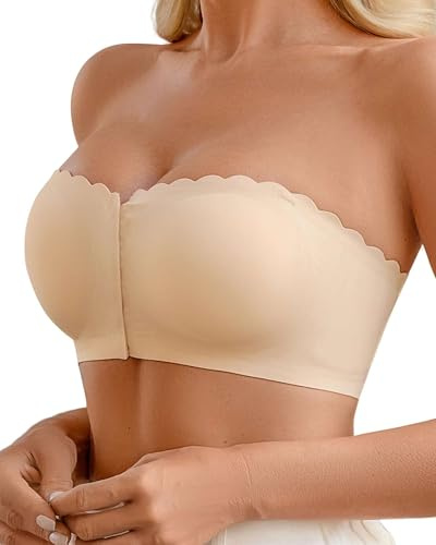 CheChury Sujetador sin Tirantes sin Aros Bandeau Top Push up para Mujer Comodos Sujetadores Tallas Grandes Multifunción Ajustables Bralette Invisible Reductor Costuras Básico Soporte Antideslizante