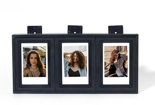 XUMIUZIY 3-Gitter-Fotorahmen, Retro-Bilderrahmen Zum Aufhängen an der Wand für 3-Zoll-Fotos mit Ständer auf der Rückseite und Haken, Abnehmbares Triptychon-Display für Kleine Räume