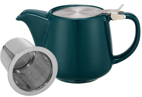 SUNNYNEST 500ML Ceramic Teapot with Infuser and Lid – Large Capacity Tea Pot for Brewing Herbal & Loose Leaf Teas (Dark Blue)