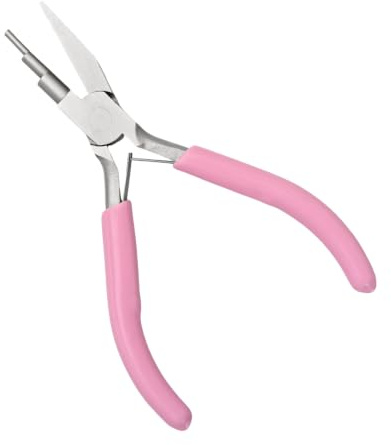 INJOYTEC Nose 3-Step Wire Looping Pliers New One Side Serrated Wire Looping Plier Coiling Forming Bending Smooth 3 Step Jaw Steel Jaws with Double-Leaf Springs Bending Crafts Tools