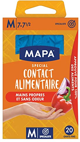 MAPA Boite de 20 Gants Fins Contact Alimentaire M-7/7.5
