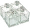 Ougual 4 pezzi Bottiglie quadrate in vetro, contenitore per oli essenziali profumati per la casa (200ML, Tappi argento)