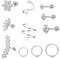 Milacolato 16-18G 11 Stücke Edelstahl Piercing Ohr Set Ohrringe Creolen Damen Helix Conch Piercings Ring CZ Tragus Stecker Ohrknorpel Piercing Schmuck Silber