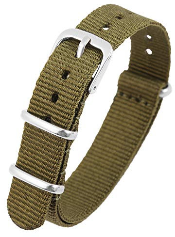 Excellanc-Uhrenarmband Ersatz Textil Dornschließe Breite 14-22 mm (Stegbreite: 16 mm, khaki)