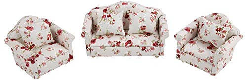 Drfeify Mini Sofa Spielzeug, Blumenmuster Mini Sofa Set Möbel von 1:12 Puppenhaus(#1)