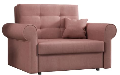 Mirjan24 Schlafsofa Viva Silver I mit Bettkasten, Sofa mit abgerundete Armlehnen, einsitzer Polstersofa mit Schlaffunktion inkl. Kissen, Bettsofa, Farbauswahl, Wohnlandschaft (Mono 235)
