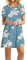 OMZIN Damen Kurzarm Kleid Basic Tops Langes ShirtShirtkleid Kurzarm Shirt Casual Tunika Sommerkleid Blau Lilie XL