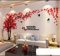 Wandtattoo Baum 3D DIY Wall Stickers Wandaufkleber Wandtattoo Wohnzimmer Schlafzimmer Family Wandsticker für Treppen Halle (Rot Links,M-250 * 130cm)