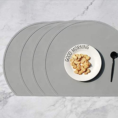 LONGFITE Dicke Tischsets Silikon Tischsets für Kinder Rutschfeste Tischsets, 4er Pack (Grau)