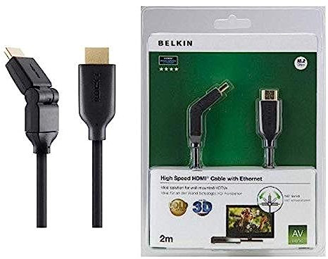 Belkin Dual-Swivel High Speed HDMI mit Ethernet und 4K Support Kabel, männlich, 2 m, Schwarz
