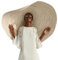 Soleil de Plage, Chapeau de Soleil Large Disquette Bord UV Protection, Chapeau de Paille Grand Bord, Dames Femmes - Beige