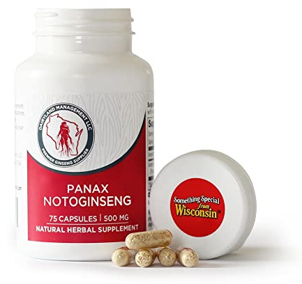 Dairyland Ginseng - Notoginseng Capsules - 75 ct - Tienchi Ginseng Complex Capsules - Authentic Notoginseng Capsule - Vegan Panax Ginseng Capsules for Use as a Daily Immune Support
