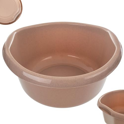 KADAX Runde Kunststoffschüssel. Becken tief und robust. Schüssel, Waschschüssel, Spülwanne Groß Eignet sich hervorragend für das Badezimmer, den Waschraum, die Küche und das Haus (Ecru, 30L)