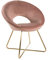 Baroni Home Gepolsterter runder Sessel mi goldfarbenem Eisenbeine, Büro- ode Esszimmersthul, bequem mit ergonomisch Sitzfläche, Rosafarbene, 71x59x84 cm