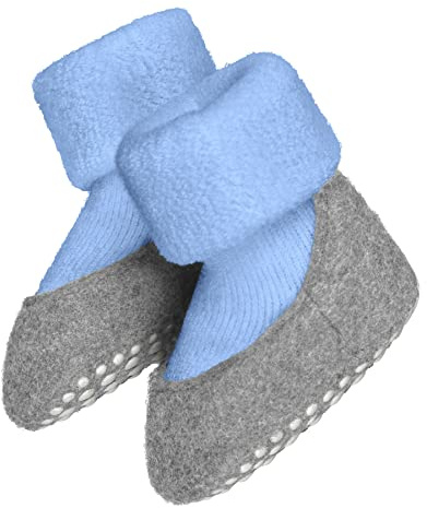 FALKE Unisex Baby Baby Cosyshoe B Hp Wool Grips On Sole 1 Pair Grip socks, Blue Crystal 6290, 3-9 Months