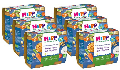 HiPP Biologique Bonne Nuit Petites Pâtes aux Légumes pots 2x250g - Lot de 6