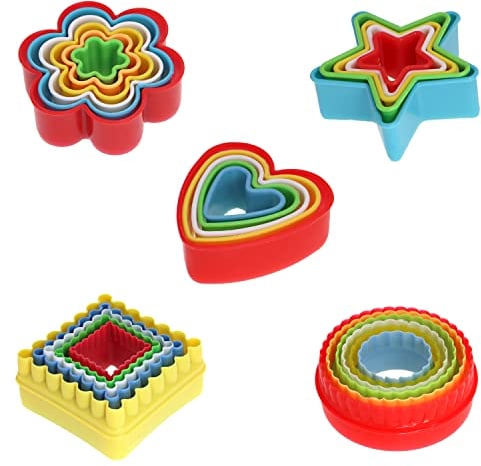 DBOO 5 Set Cookie Cutters Shapes - Round, Love, Star, Square, and Flower Biscuit Cutter Set for Fun Time with Kids