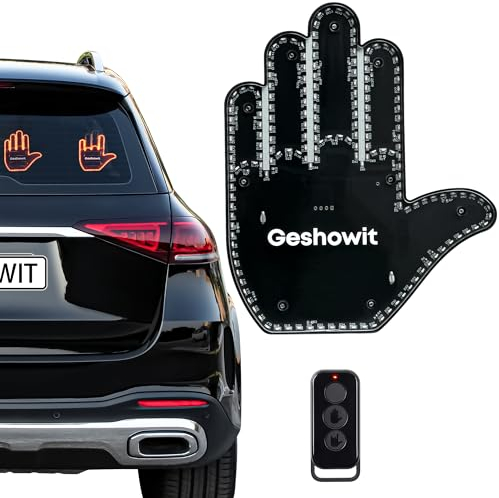 Car Accessories for Men, Car Middle Finger Light with Remote - Give The Finger Salute & Love & Wave to Drivers - Ideal Gifted Vehicle Stuff, Funny Gifts for Drivers, Road Rage Signs for Men and Women