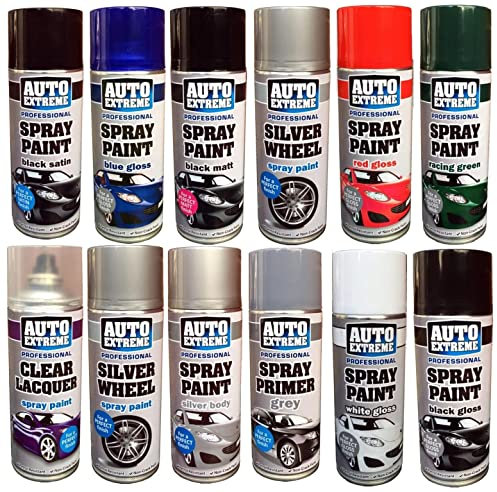 SuperGift 400ml Black Satin Spray Paint, Automotive Paint Sprayer, Multipurpose Exterior Black Spray Paint Matt, Interior Metal Spray Paint, for Cars, Bikes,Vans, Metal, Wood 1x 400ml