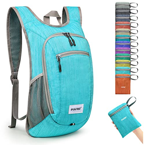 G4Free Kleiner Rucksack, 10/15 l, faltbar, leicht, verstaubar, Tagesrucksack, Reisen, Outdoor, Wandern, Schultertasche, aqua, 10Liters, Modern oder Minimalistisch