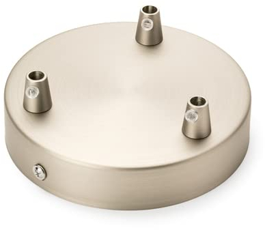 Baldachin mit 3 Kabelauslässen Abdeckung (Ø 120 mm), Deckenbaldachin für Hängeleuchte, Metall, silber matt