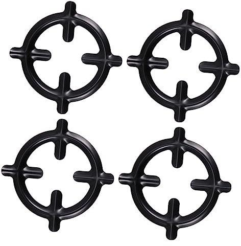 KICHOUSE 4 PCS Iron Gas Stove Plate Pot Stand Wok Support Rings Coffee Pot Pad Special Anti-Slip Design Gas Burner Rack for Cooker Restaurant and Food Store