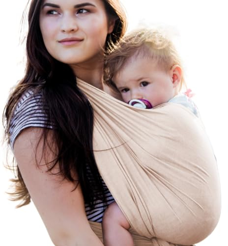 Hoppediz Baby-Tragetuch ab Geburt, Neugeboren bis Kleinkind, 100% Baumwolle, ultraleichtes Sommertuch, Hamburg frappé 5,40 m